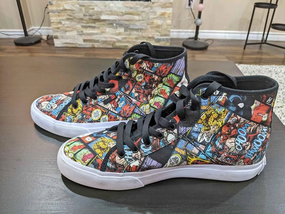 DC x Marvel Deadpool comic strip shoes