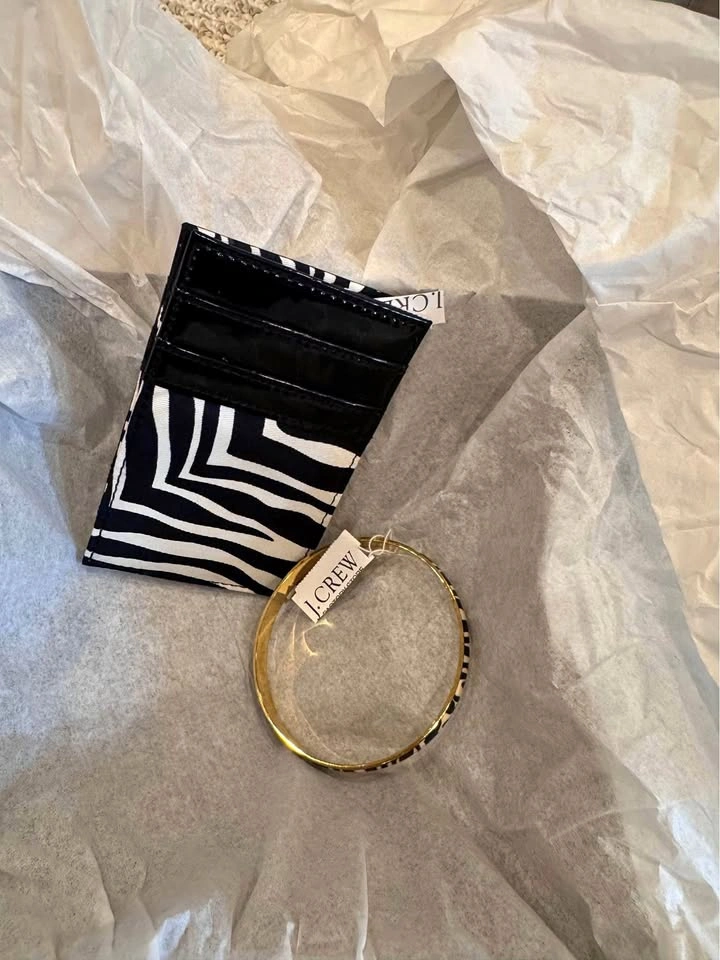 Brand New J Crew Patent Leather Wallet and Gold Toned Bangle