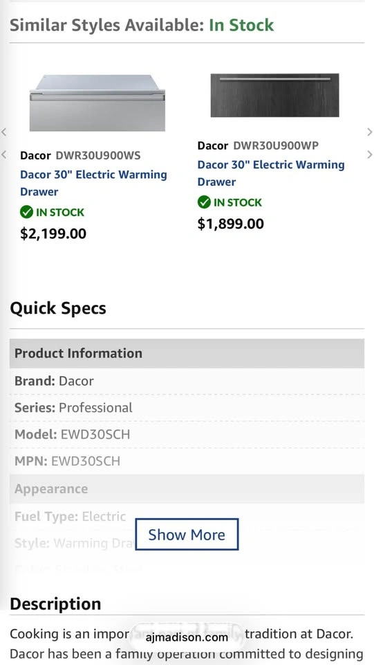 Dacor Epicure Electric Warming Drawer - photo 4