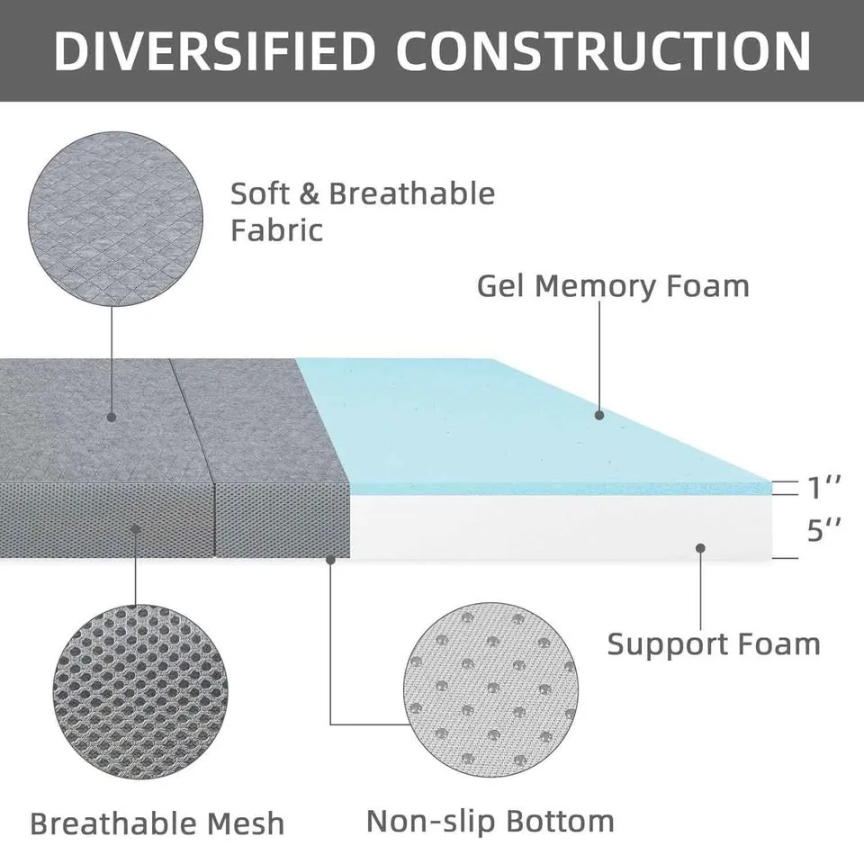 Nepfaivy 4 Inch Full Size Trifold Folding Mattress image indicator(2)
