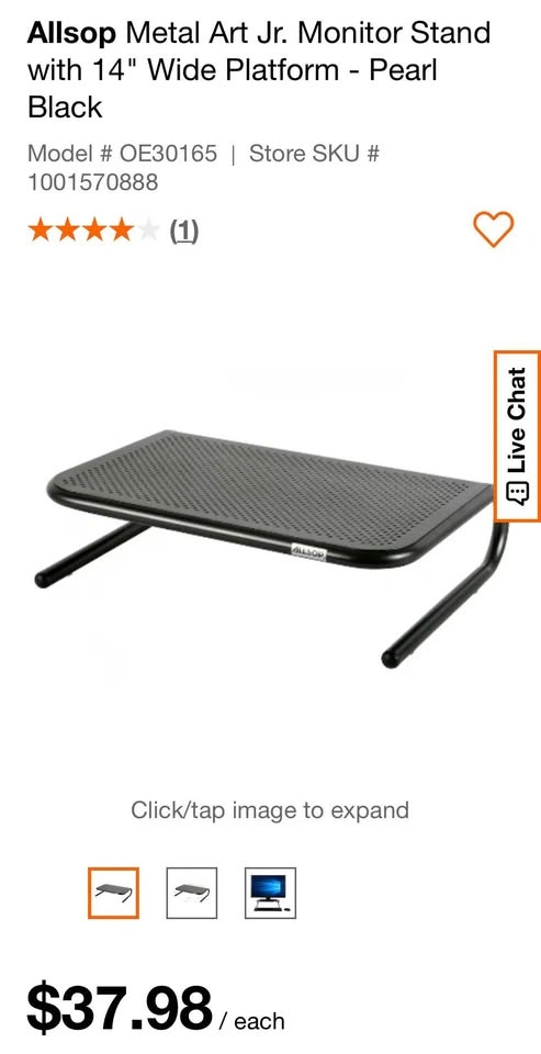 Metal Art Jr. Monitor Stand with 14" Wide Platform - Pearl Black - photo 3