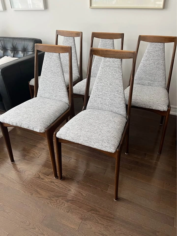 Set of 5 Mid-Century Modern Walnut Dining Chairs - photo 3