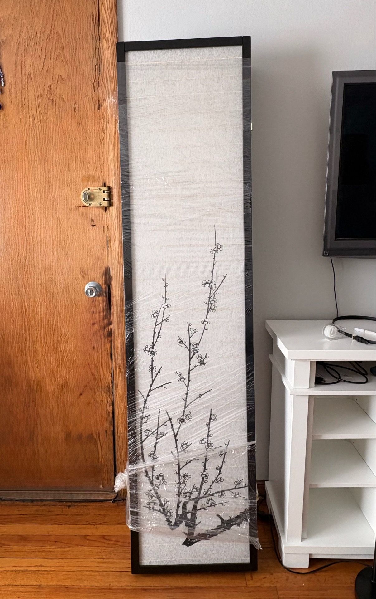 3-Panel Room Divider, Black & White - Set of 2 - photo 3