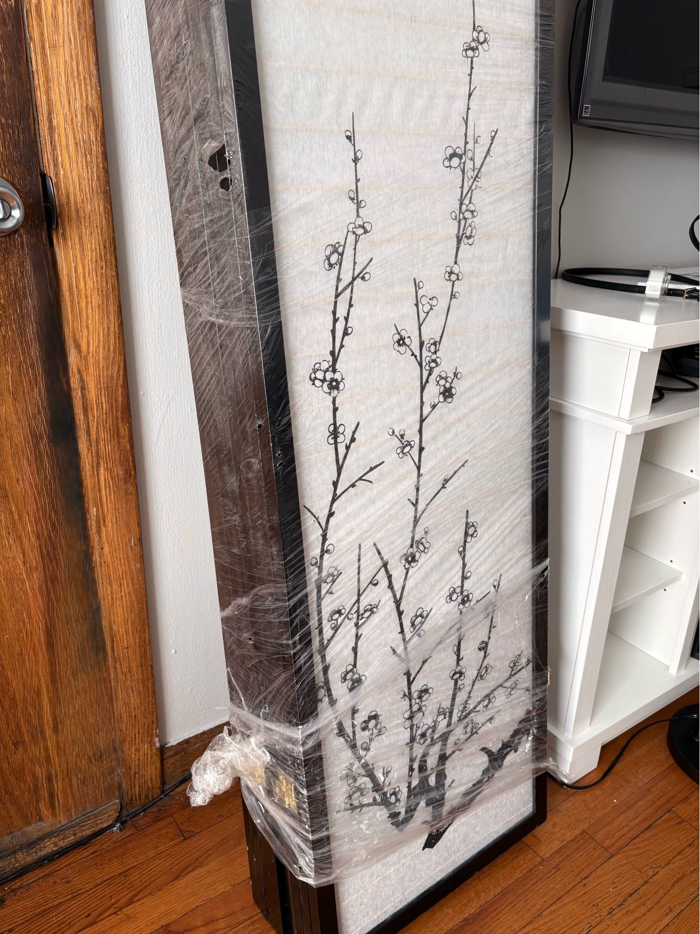 3-Panel Room Divider, Black & White - Set of 2 - photo 4