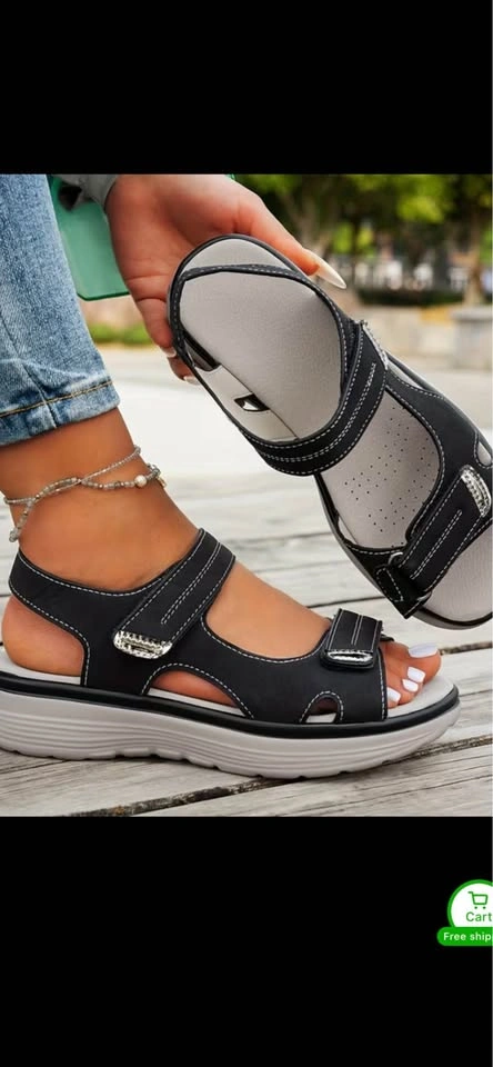 Women's Casual Wedge Sandals, Ankle Strap, Size 6.5 - photo 3