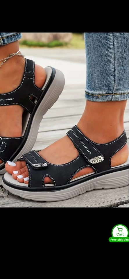 Women's Casual Wedge Sandals, Ankle Strap, Size 6.5 - photo 4