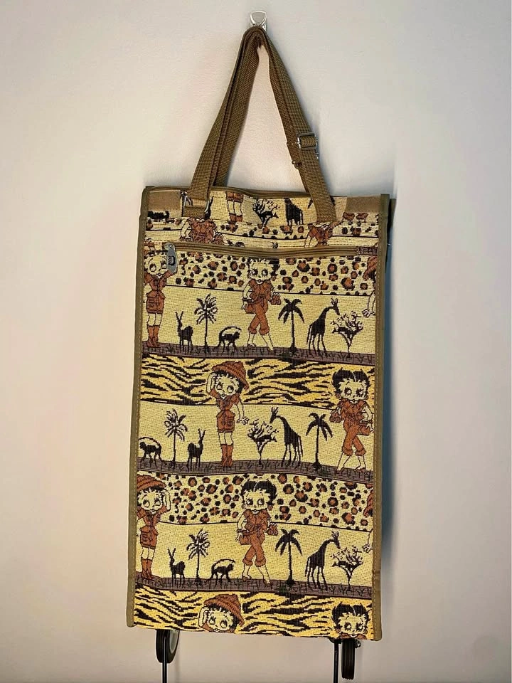 Vintage Jade African Safari Zebra Betty Boop Rolling Bag