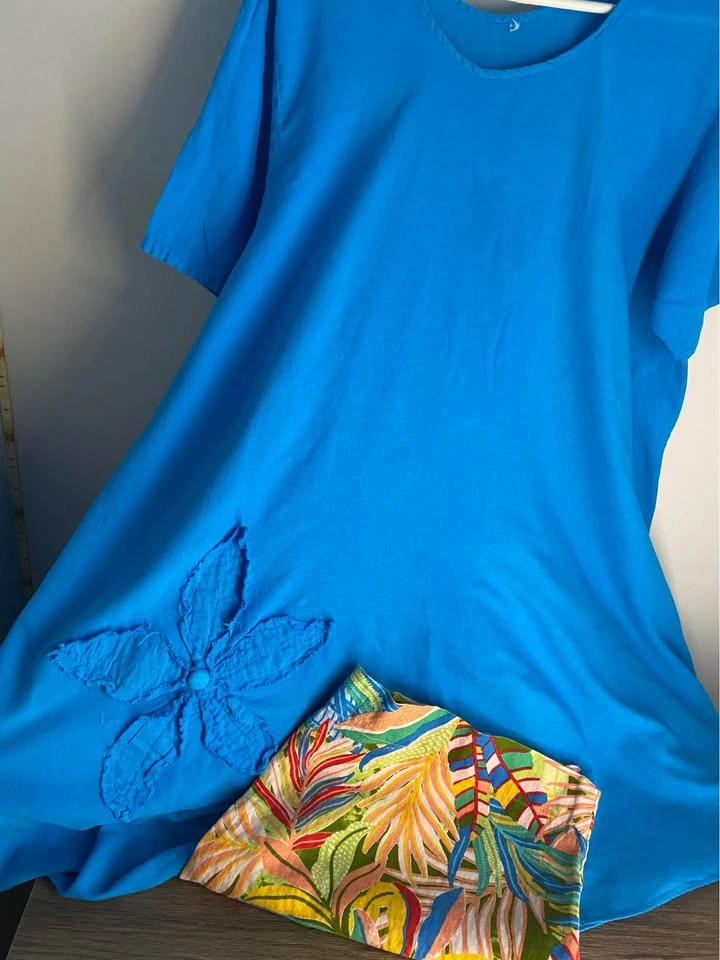 C&C California Linen Tropical Pants XL & Blue Flowy Top XXL - photo 2