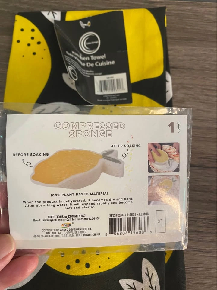 Lemon Kitchen Towel Set with Compressed Sponge - photo 3