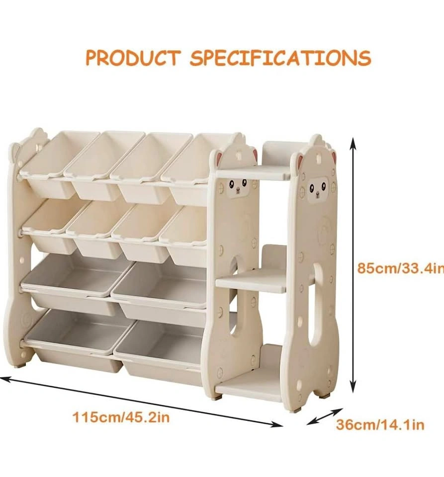 New 4-Tier Toy Organizer with 12 Removable Bins