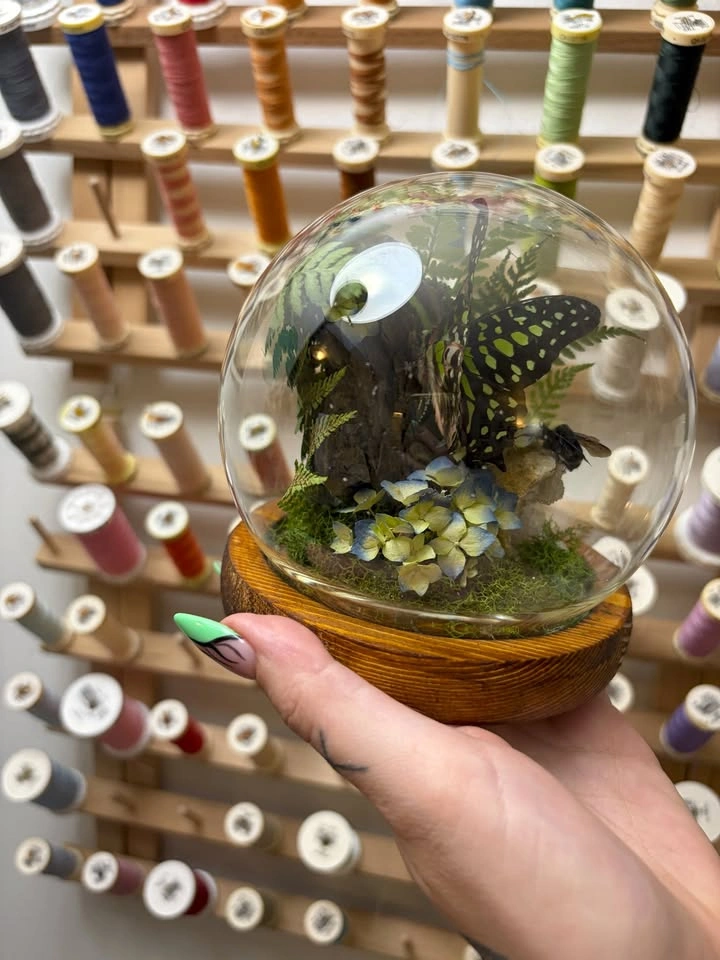 Butterfly and Bee Dome/Terrarium with Crystals - photo 3