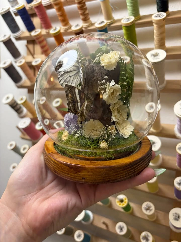 Double Butterfly Dome/Terrarium with Crystal - photo 3