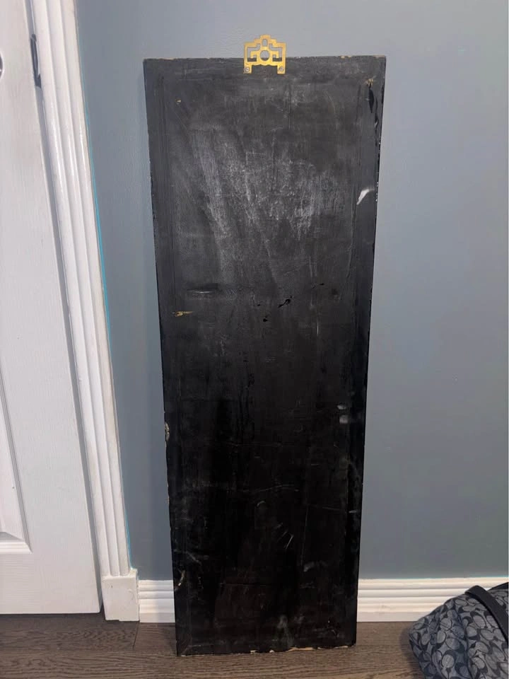 Vintage Asian Black Lacquer Mother-of-Pearl Wall Panel - photo 2