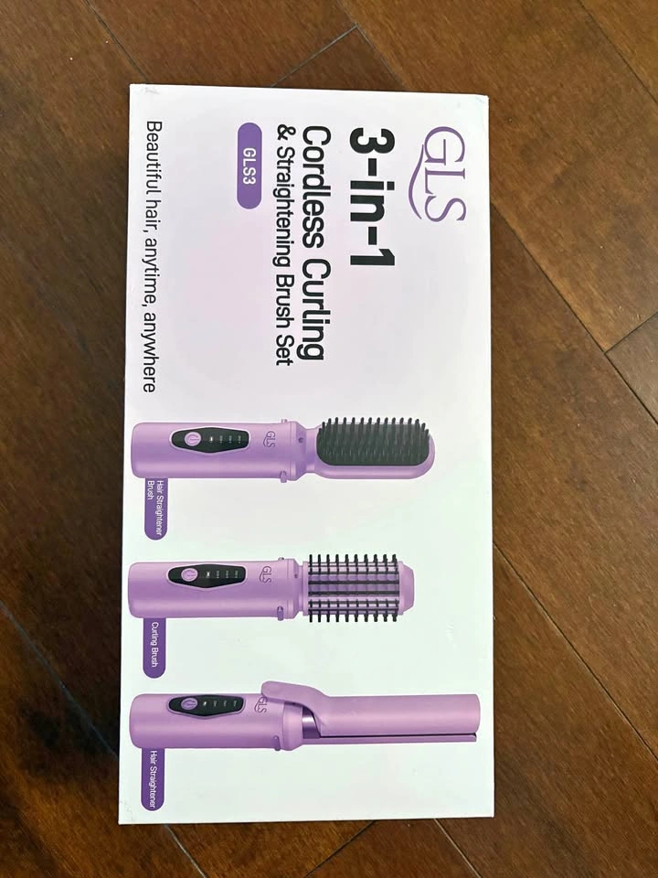 GLS 3-in-1 Cordless Curling & Straightening Brush Set