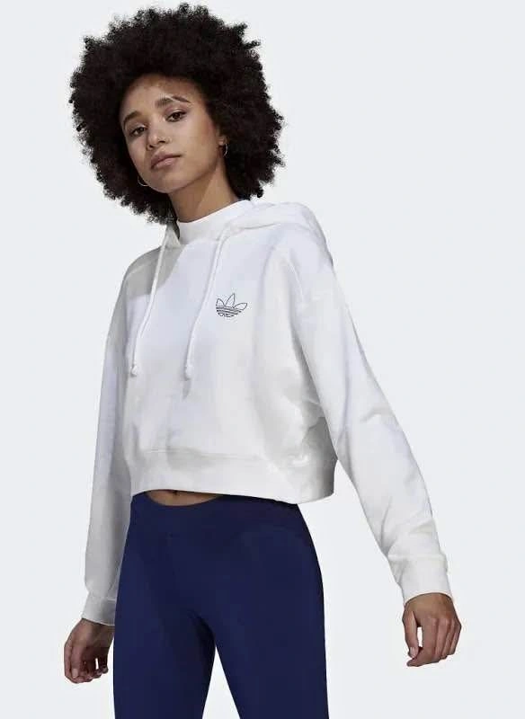 Adidas cropped white hoodie (Size: S)
