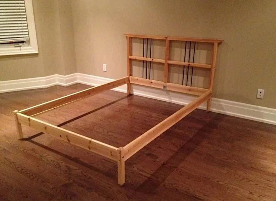 IKEA RYKENE Solid Pine Bed Frame with Slats – Double/Full - photo 2