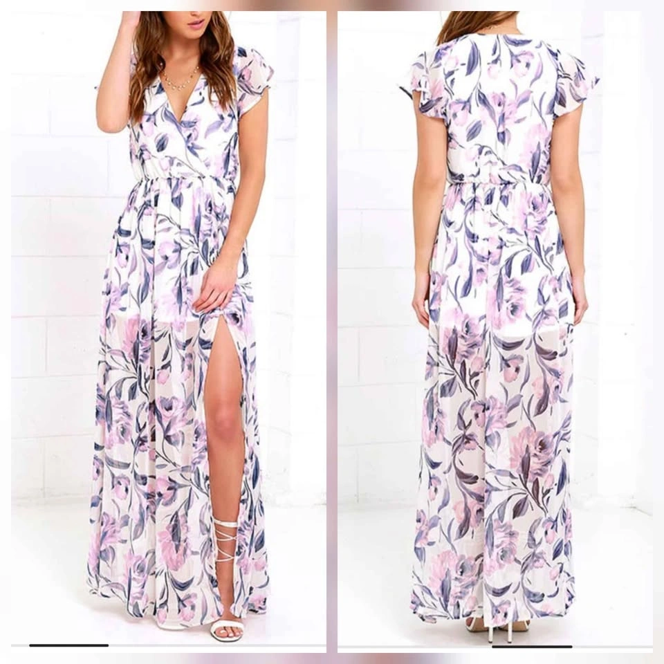 XS Lulus Floral Maxi Dress Where Wildflowers Grow Watercolor - photo 2
