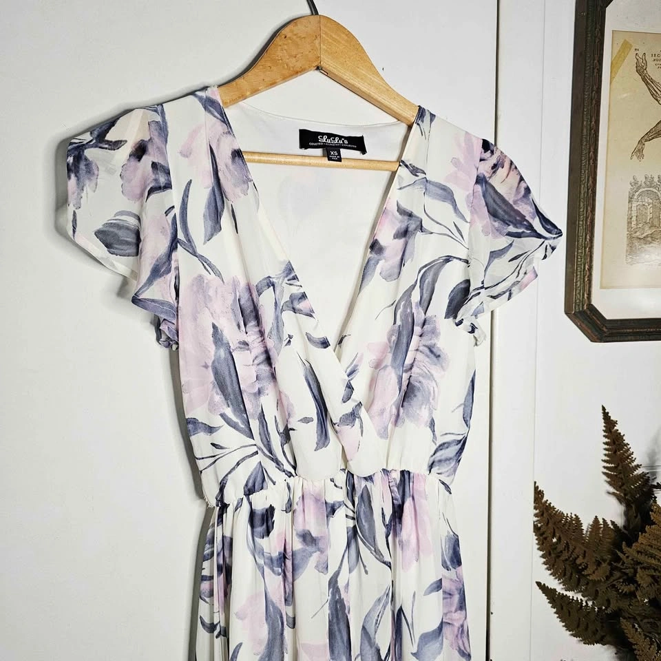XS Lulus Floral Maxi Dress Where Wildflowers Grow Watercolor - photo 4