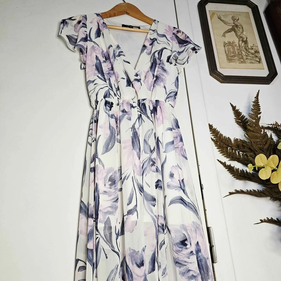 XS Lulus Floral Maxi Dress Where Wildflowers Grow Watercolor - photo 5
