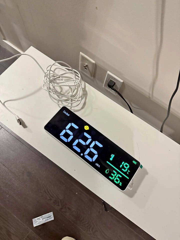 Decibel reader with temperature and humidity