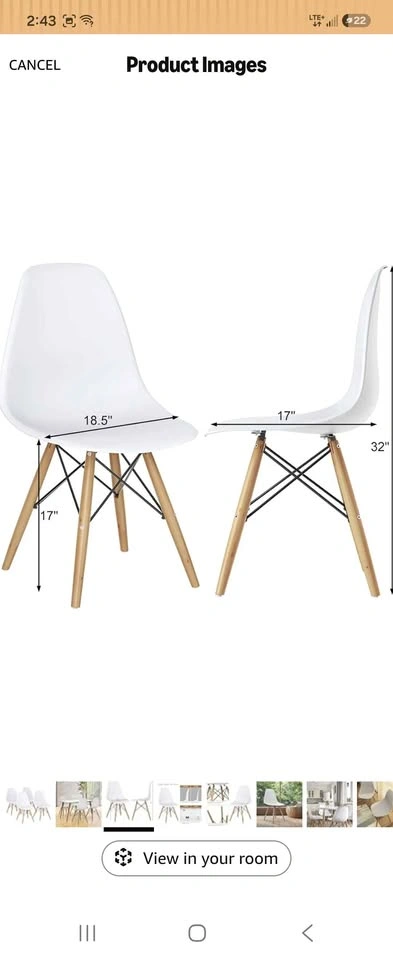 Giantex Set of 4 Mid Century Modern Style DSW Chairs - photo 2