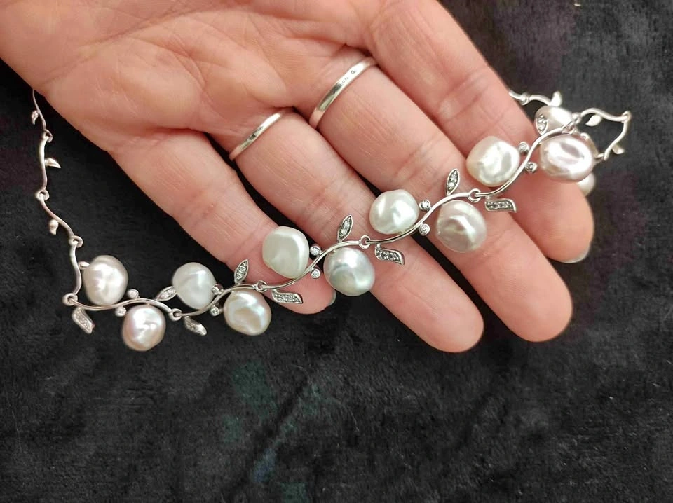 Sterling Silver Pearl and CZ necklace