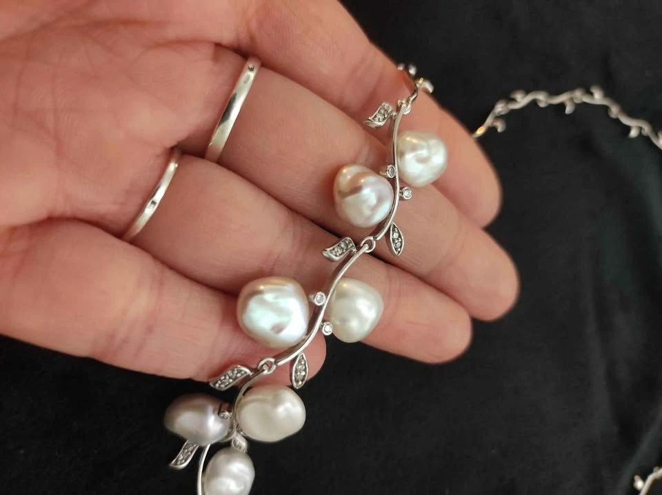 Sterling Silver Pearl and CZ necklace - photo 3
