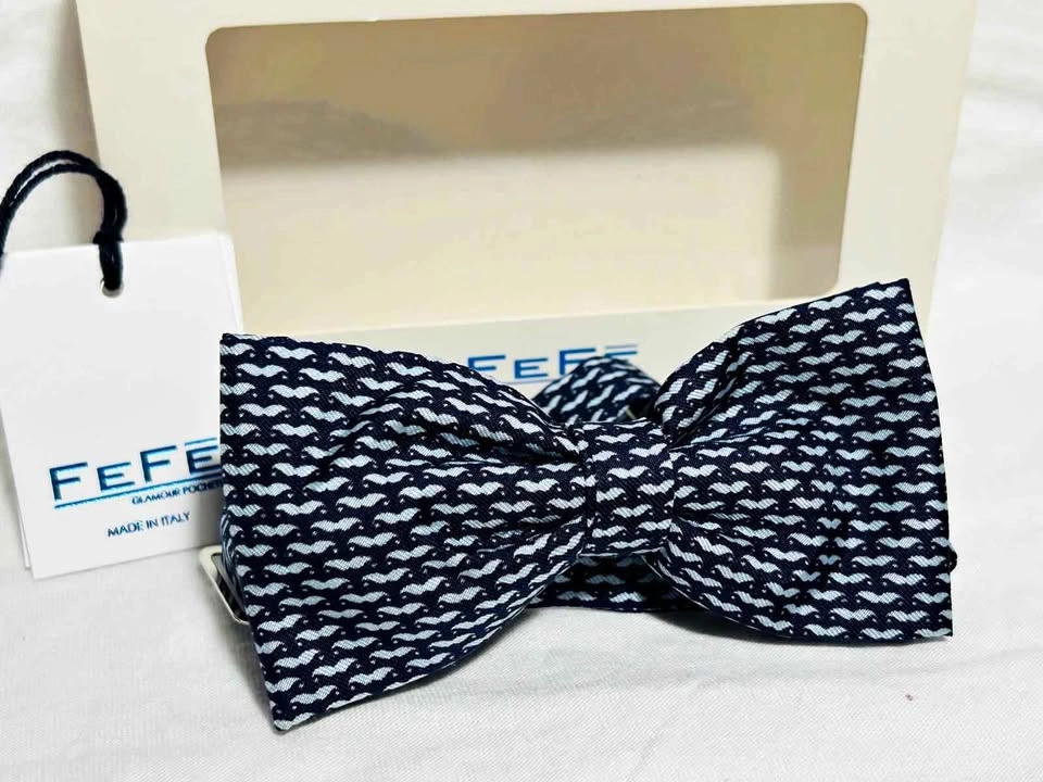 FEFE Navy Blue Patterned Bow Tie