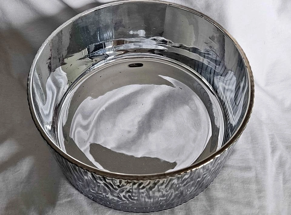 Textured Silver Decorative Bowl Planter 9in