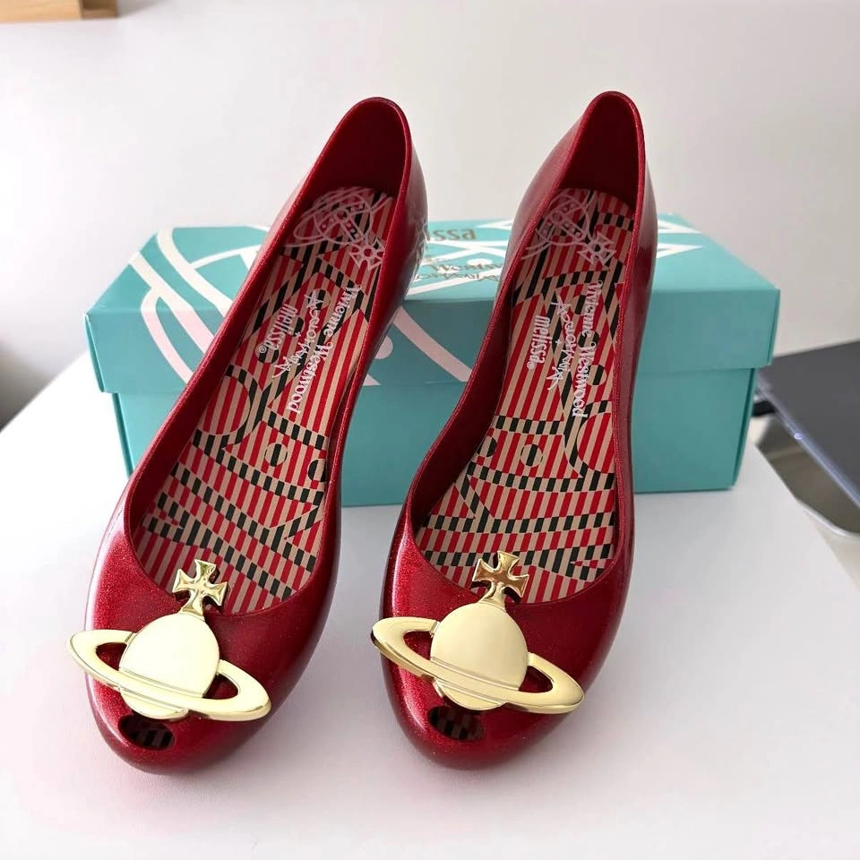 BRAND NEW! Vivienne Westwood x Melissa Red Orb Flats Size 8