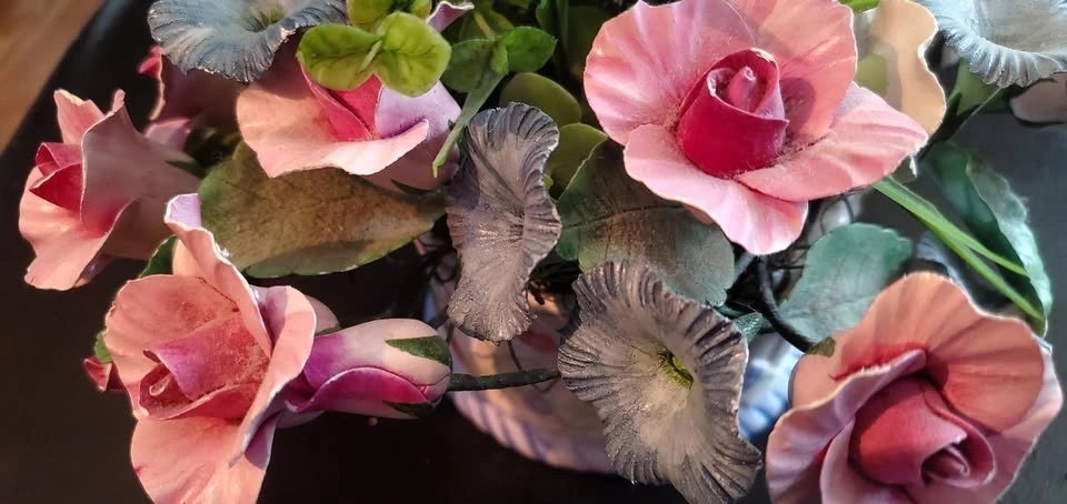 Vintage Porcelain Floral Basket Arrangement - photo 3