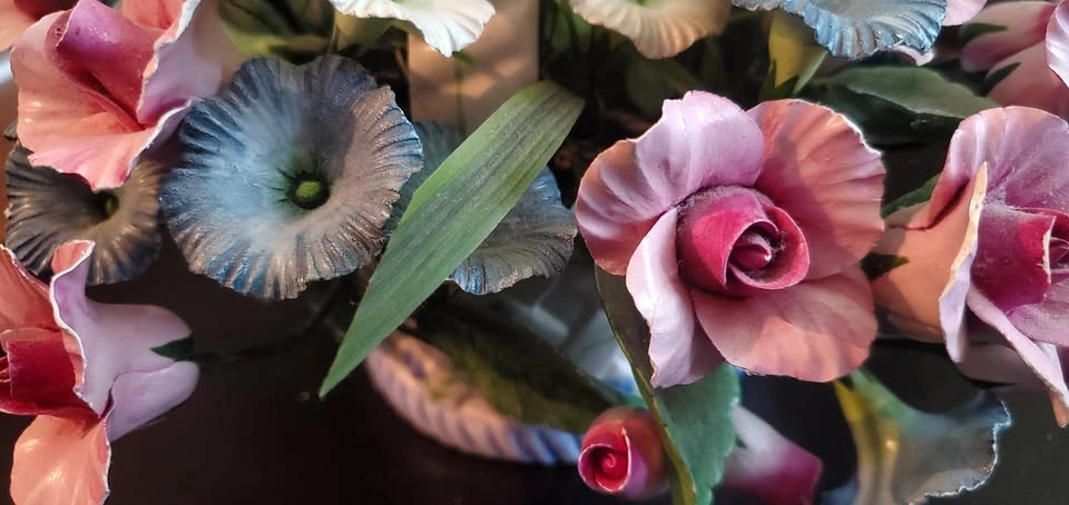 Vintage Porcelain Floral Basket Arrangement - photo 5