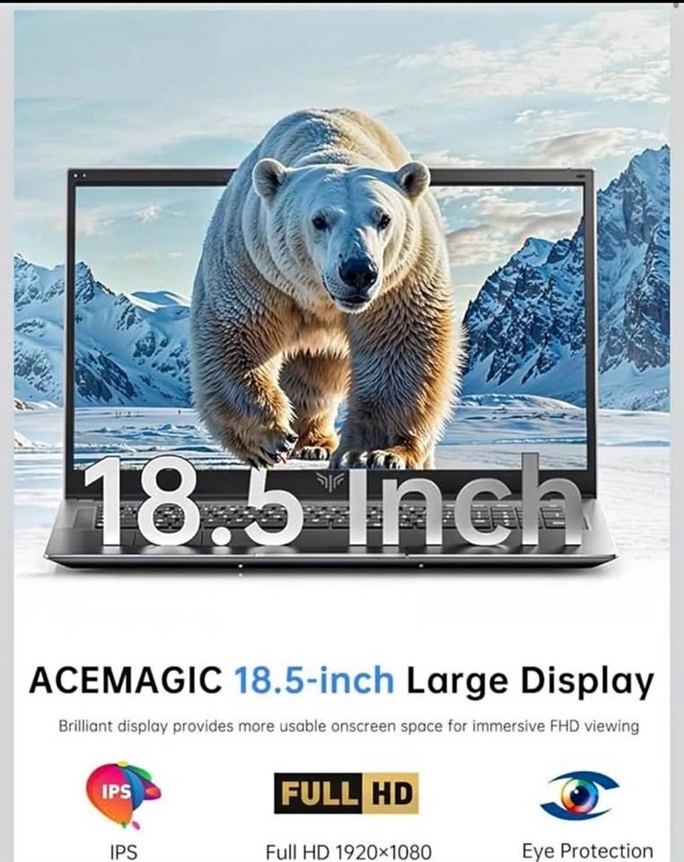 ACEMAGIC AX18 Laptop - 18.5" FHD, Intel N150, 16GB RAM, 512GB SS