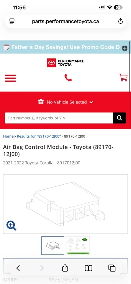 OEM Toyota Airbag Control Module. 89170-12J00. Brand New - photo 4