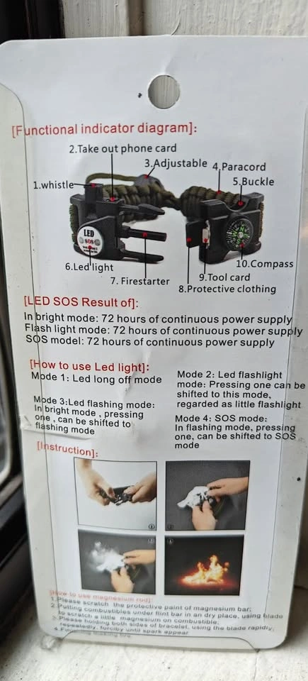 Paracord Survival Bracelet 10 in 1 - photo 3