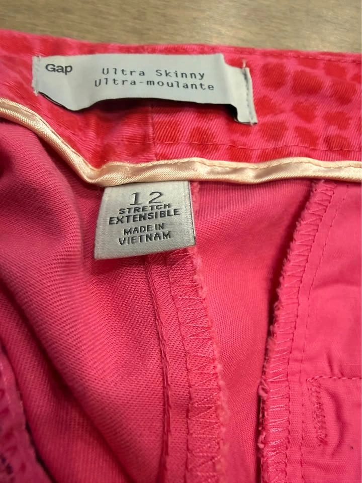 Gap Ultra Skinny Pink Patterned Pants Size 12 - photo 4