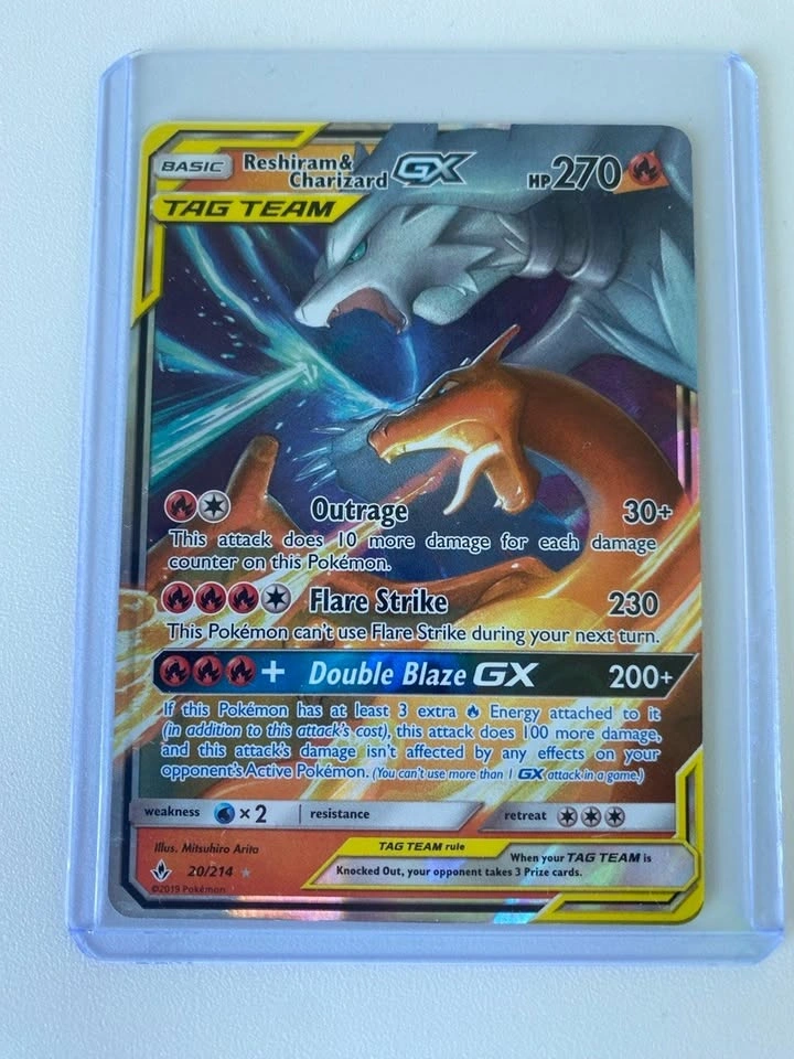 Pokemon Reshiram & Charizard GX 20/214 TAG TEAM Card - photo 3