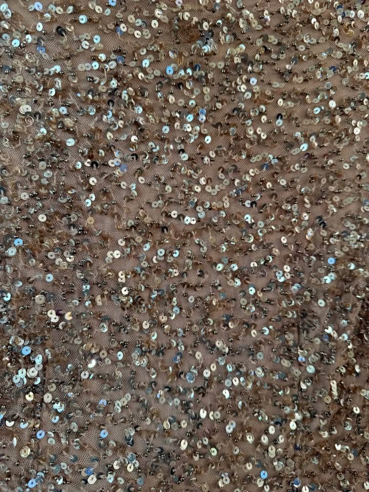 Maya Petite Rose Gold Sequin Long Sleeve Tulle Dress - photo 3