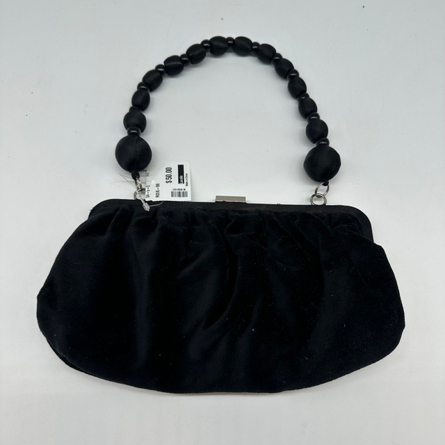 The A Shop Black Velvet Beaded Handle Evening Clutch Bag - photo 2