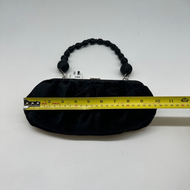 The A Shop Black Velvet Beaded Handle Evening Clutch Bag - photo 3
