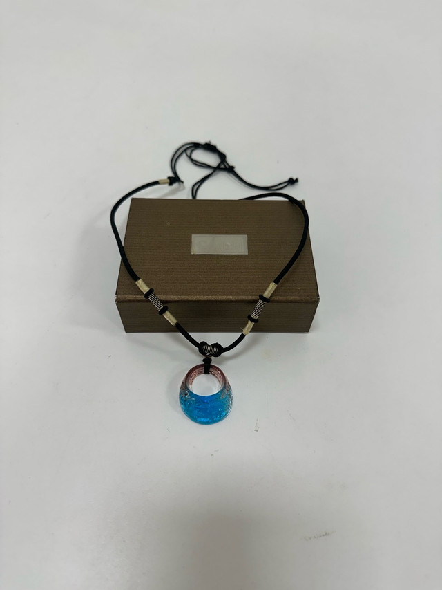 Handcrafted Glass Pendant Necklace – Blue & Burgundy Gradient
