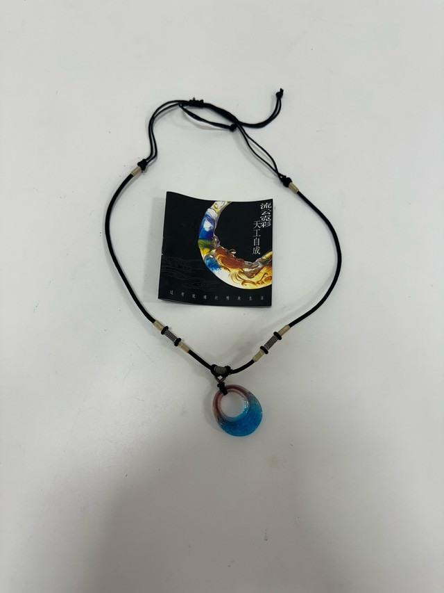 Handcrafted Glass Pendant Necklace – Blue & Burgundy Gradient - photo 2