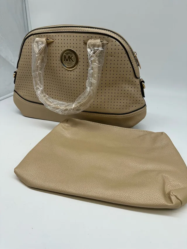 MK Beige Handbag with Bonus Pouch – Brand New thumbnail