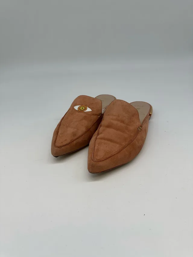 Stuart Weitzman x Gigi Brown Suede Shearling Mules thumbnail