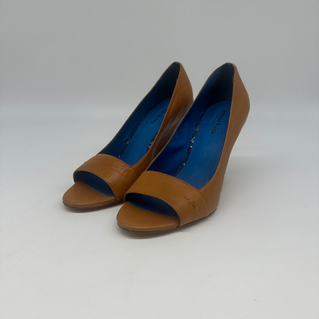Biviel Couture Leather Wedge Peep Toe Shoes