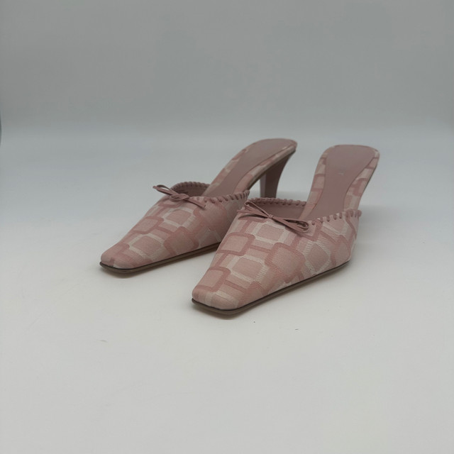 Nine West Women’s Pink Patterned Slip-On Mules Heels