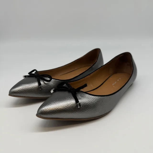 Franco Sarto Silver Ballet Flats - Size 9 (like new) thumbnail