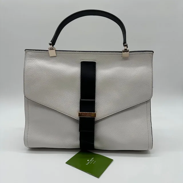 Kate Spade Satchel Handbag - White & Black Leather thumbnail