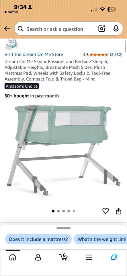 Dream On Me Baby Bassinet / Bedside Sleeper – Excellent Conditio - photo 2