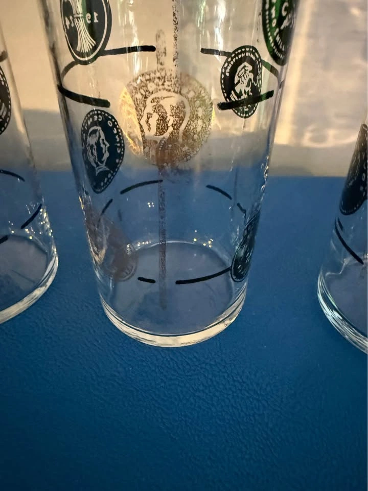Vintage Libbey MCM old world coin highball glasses- set of three - photo 5
